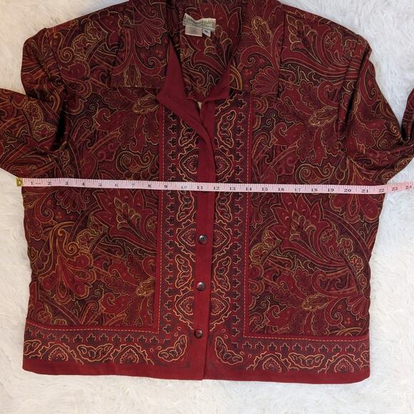 90s Vintage Coldwater Creek Plaid Quilted Jacket Rust Red Brown Size 16 - Picture 12 of 16